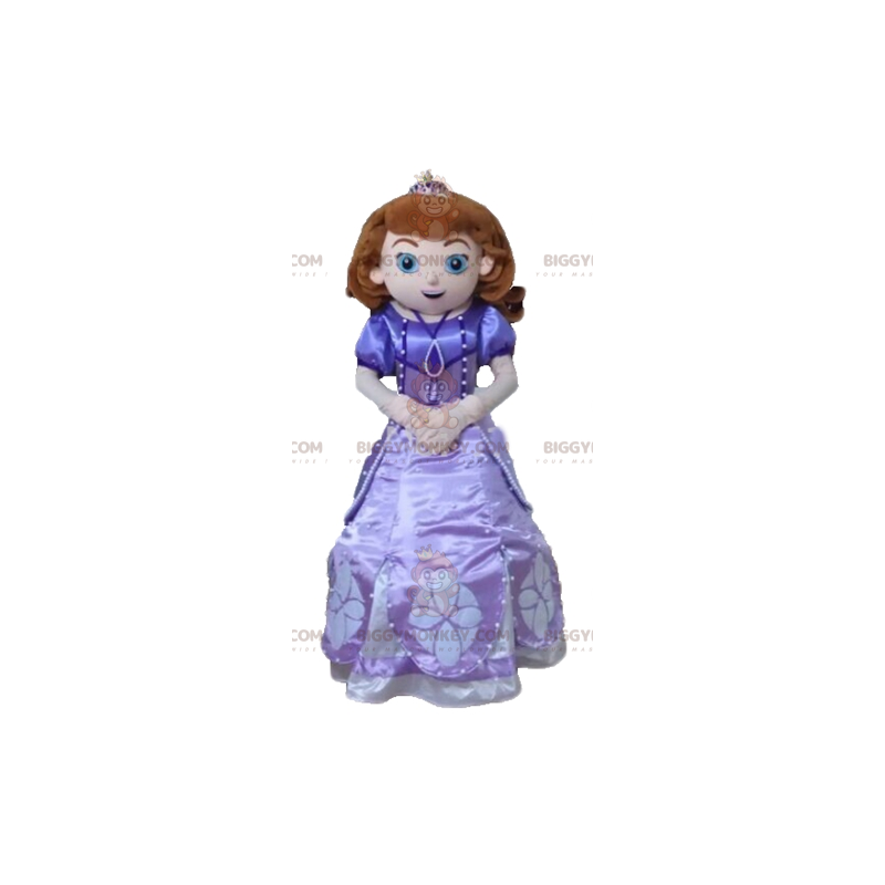 Prinsesse BIGGYMONKEY™ maskotkostume i en smuk lilla kjole - Prinsesse BIGGYMONKEY™ maskotkostume i en smuk lilla kjole -