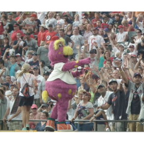 Alle harige gele en roze vogel BIGGYMONKEY™ mascottekostuum -