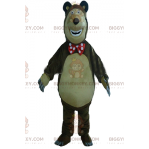 BIGGYMONKEY™ Groot grappig bruin en beige beer-mascottekostuum