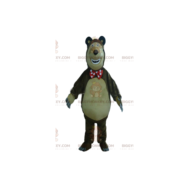 Costume de mascotte BIGGYMONKEY™ de gros ours marron et beige