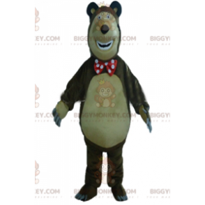 Costume de mascotte BIGGYMONKEY™ de gros ours marron et beige