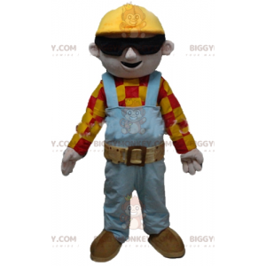 BIGGYMONKEY™ Maskottchenkostüm eines Zimmermanns in buntem
