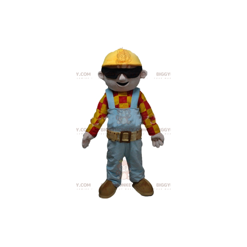 BIGGYMONKEY™-mascottekostuum van timmerman in kleurrijke outfit