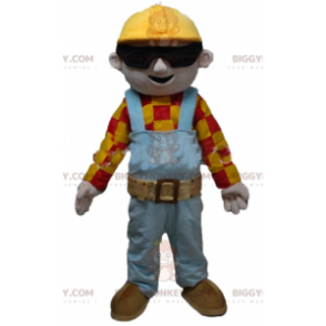 BIGGYMONKEY™ Maskottchenkostüm eines Zimmermanns in buntem