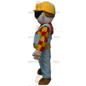 BIGGYMONKEY™ Maskottchenkostüm eines Zimmermanns in buntem