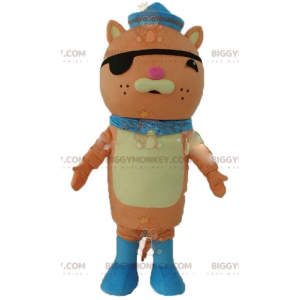 Traje de mascote de gato laranja BIGGYMONKEY™ com tapa-olho e