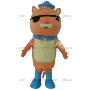 Orange Cat BIGGYMONKEY™ maskotdräkt med ögonlapp och