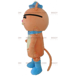 Orange kat BIGGYMONKEY™ maskotkostume med øjenlap og sømandshat