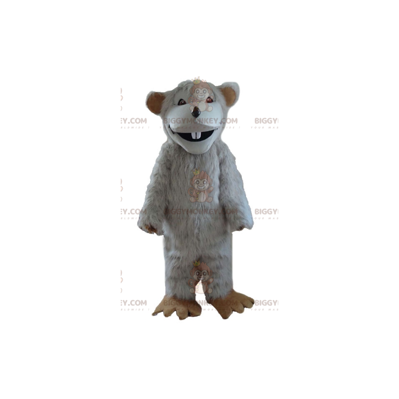 Costume de mascotte BIGGYMONKEY™ de gros rat blanc très poilu - Costume de mascotte BIGGYMONKEY™ de gros rat blanc très poilu -