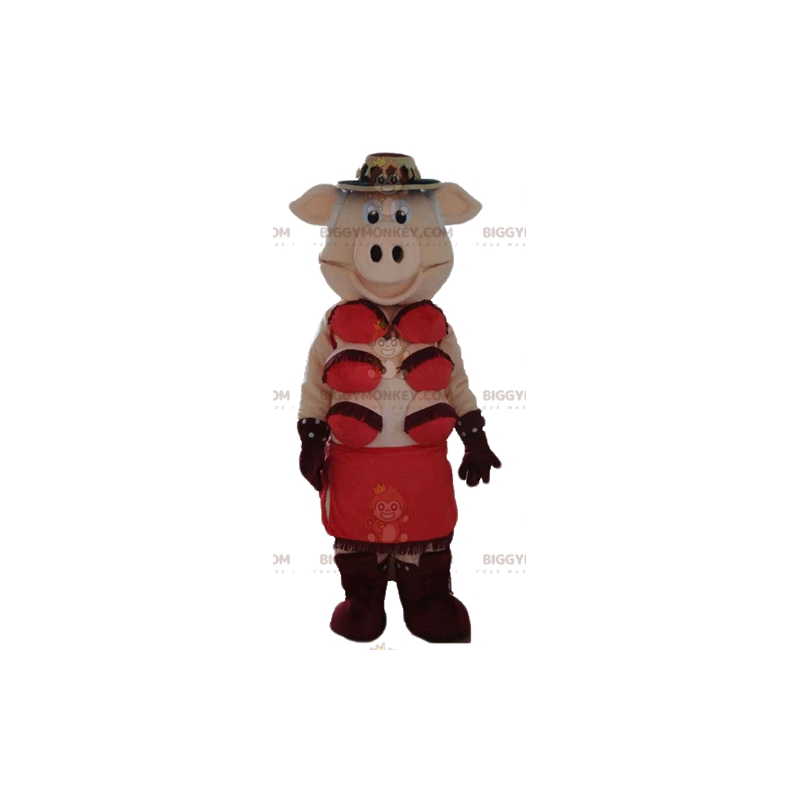 Traje de mascote BIGGYMONKEY™ rosa vagabunda com calcinha Traje de mascote BIGGYMONKEY™ rosa vagabunda com calcinha
