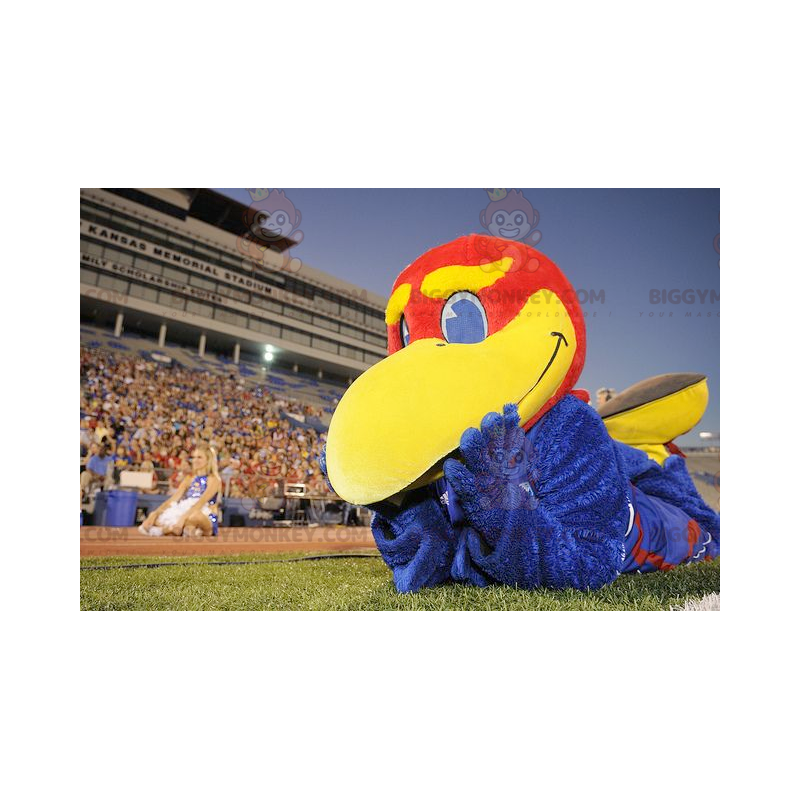 Kostým BIGGYMONKEY™ Big Blue Red and Yellow Bird Maskot – Kostým BIGGYMONKEY™ Big Blue Red and Yellow Bird Maskot –