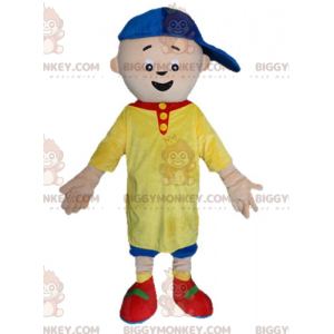 Little Boy BIGGYMONKEY™ Mascot Costume in Yellow and Blue