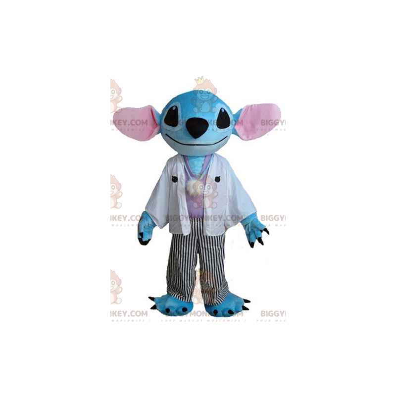 Cuci il costume della mascotte BIGGYMONKEY™ alieno blu di Lilo Cuci il costume della mascotte BIGGYMONKEY™ alieno blu di Lilo