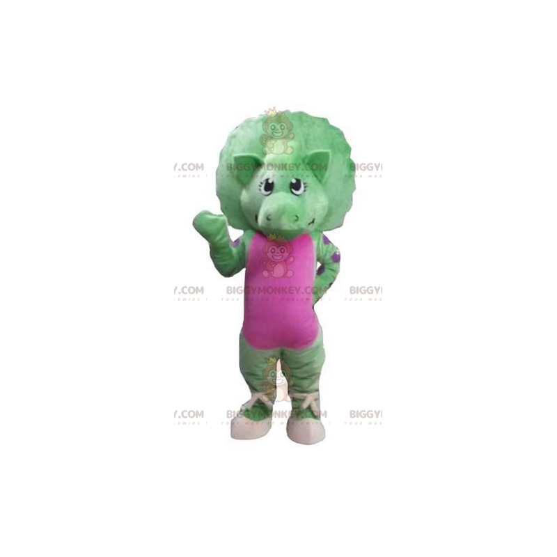 Disfraz de dinosaurio gigante verde y rosa BIGGYMONKEY™ para Disfraz de dinosaurio gigante verde y rosa BIGGYMONKEY™ para