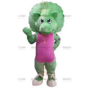 Riesiger grüner und rosa Dinosaurier BIGGYMONKEY™ Maskottchenkostüm - Dinosaurier-Maskottchen - BiggyMonkey.com