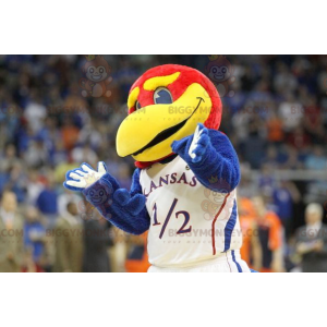 Costume de mascotte BIGGYMONKEY™ de grand oiseau bleu rouge et