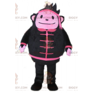 Kostým maskota sněhuláka BIGGYMONKEY™ Black and Pink Monkey –