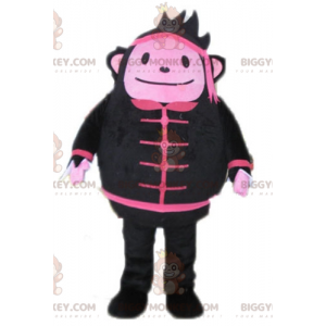 Μαύρη και ροζ στολή μασκότ χιονάνθρωπος BIGGYMONKEY™ -