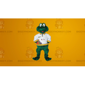 Schattige lachende groene kikker BIGGYMONKEY™ mascottekostuum -