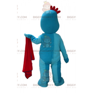 Disfraz de mascota BIGGYMONKEY™ Hombre azul con cresta roja -