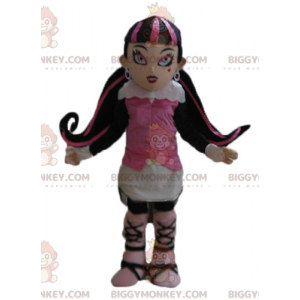 Colorful Hair Girl Gothic BIGGYMONKEY™ Mascot Costume -