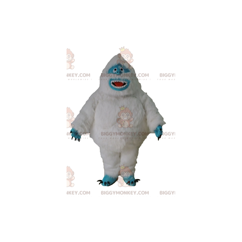 Furry Monster White and Blue Yeti maskottiasu BIGGYMONKEY™ - Furry Monster White and Blue Yeti maskottiasu BIGGYMONKEY™ -