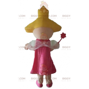 BIGGYMONKEY™ maskotkostume feprinsesse i lyserød kjole med vinger - Fairy Mascots - BIGGYMONKEY_03556 - BiggyMonkey.com