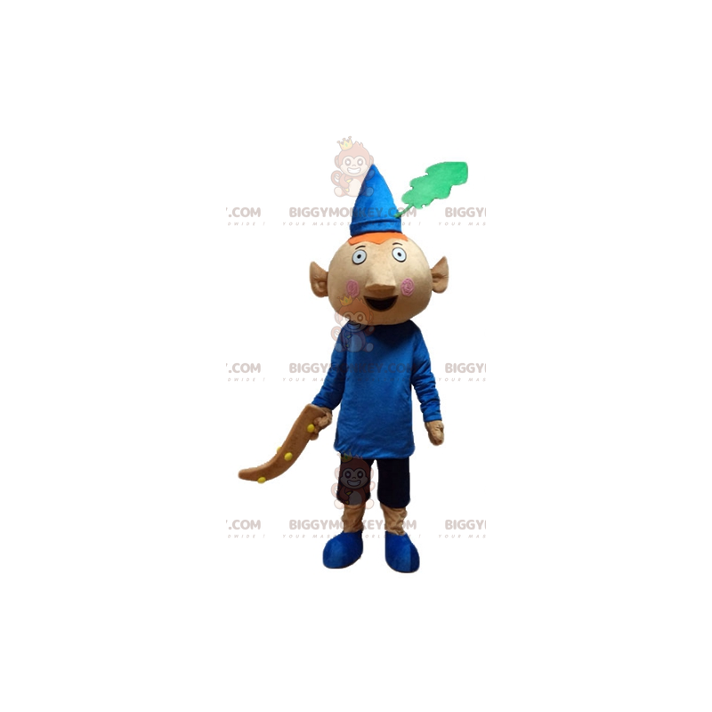 Red Leprechaun BIGGYMONKEY™ Mascot Costume Dressed In Blue