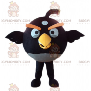 BIGGYMONKEY™ maskotdräkt av svart och gul fågel från det