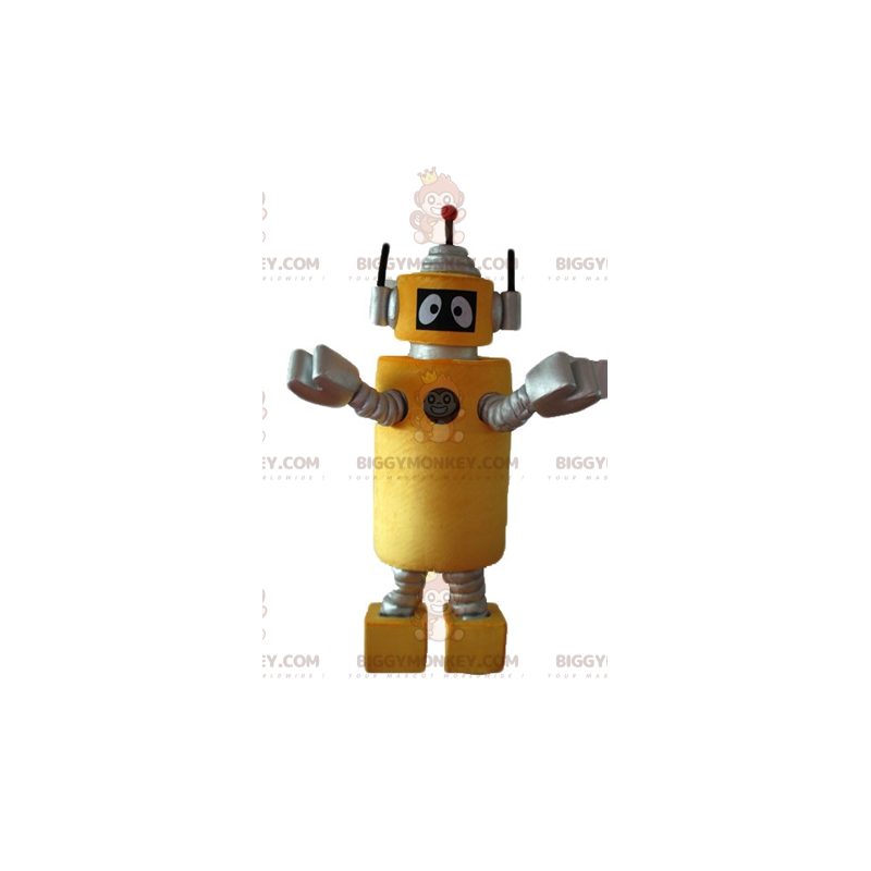 Costume de mascotte BIGGYMONKEY™ de Plex le robot jaune de Yo Costume de mascotte BIGGYMONKEY™ de Plex le robot jaune de Yo