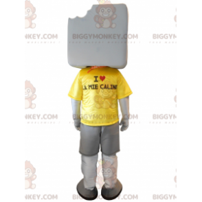 BIGGYMONKEY™ Großes weißes Marshmallow-Maskottchen-Kostüm -