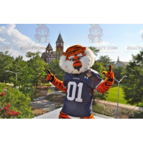 Orange and Black Tiger BIGGYMONKEY™ Mascot Costume with Blue