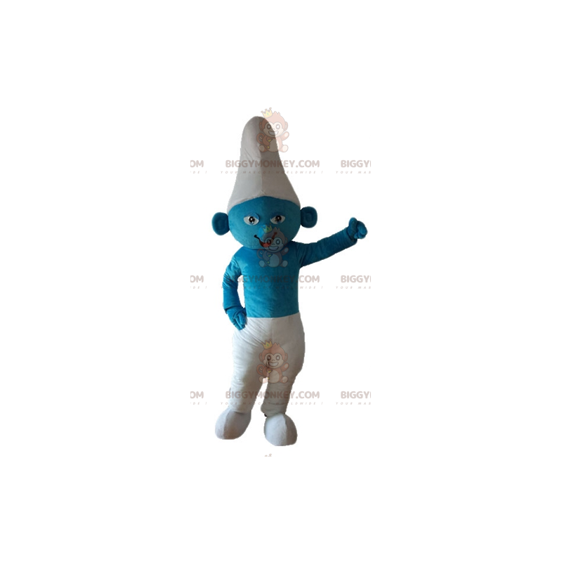 Smurf blå och vit seriefigur BIGGYMONKEY™ maskotdräkt - Smurf blå och vit seriefigur BIGGYMONKEY™ maskotdräkt -