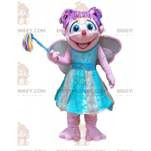 BIGGYMONKEY™ maskot kostume af smuk pink og blå fe meget