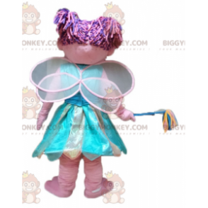 BIGGYMONKEY™ mascot costume of pretty pink and blue fairy very