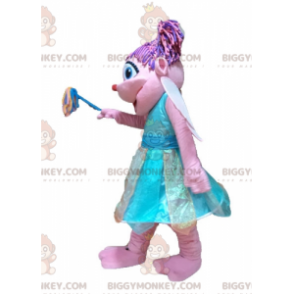 BIGGYMONKEY™ mascot costume of pretty pink and blue fairy very