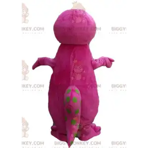 Funny Plump Giant Pink And Green Dinosaur BIGGYMONKEY™ Mascot