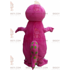 Sjovt fyldigt kæmpe pink og grøn dinosaur BIGGYMONKEY™ maskotkostume - Dinosaurmasker - BIGGYMONKEY_03600 - BiggyMonkey.com