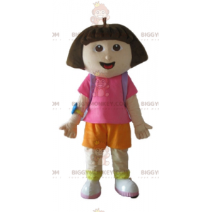 Utforskaren Dora Famous Cartoon Girl BIGGYMONKEY™ maskotdräkt -