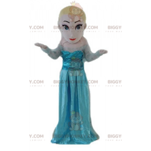 BIGGYMONKEY™ Blond prinsessepige i blå kjole maskotkostume -