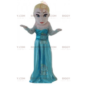 BIGGYMONKEY™ Blonde Princess Girl In Blue Dress Mascot Costume