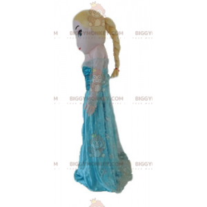 BIGGYMONKEY™ Blond prinsessepige i blå kjole maskotkostume -