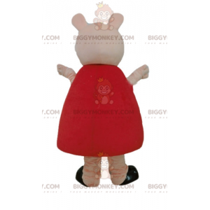 BIGGYMONKEY™ Mascot Costume Pink Pig With Red Dress -