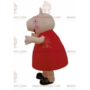 BIGGYMONKEY™ Mascot Costume Pink Pig With Red Dress -