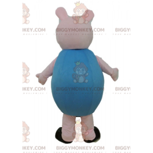 Rosa gris BIGGYMONKEY™ maskotdräkt klädd i blått - BiggyMonkey