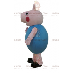 Fantasia de mascote Pink Pig BIGGYMONKEY™ vestida de azul –