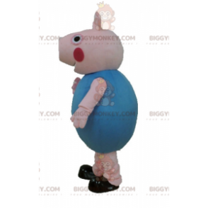 Rosa gris BIGGYMONKEY™ maskotdräkt klädd i blått - BiggyMonkey