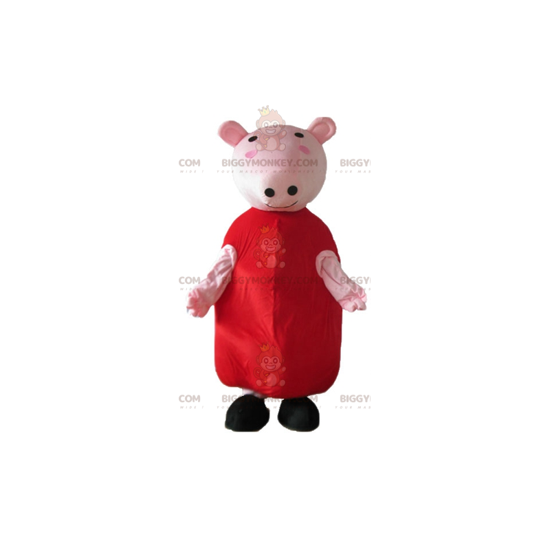 Costume de mascotte BIGGYMONKEY™ de cochon rose avec une robe Costume de mascotte BIGGYMONKEY™ de cochon rose avec une robe