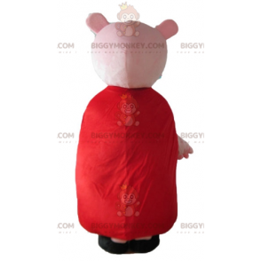 Disfraz de mascota BIGGYMONKEY™ Cerdo rosa con vestido rojo -