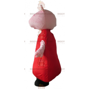 BIGGYMONKEY™ Mascot Costume Pink Pig With Red Dress -